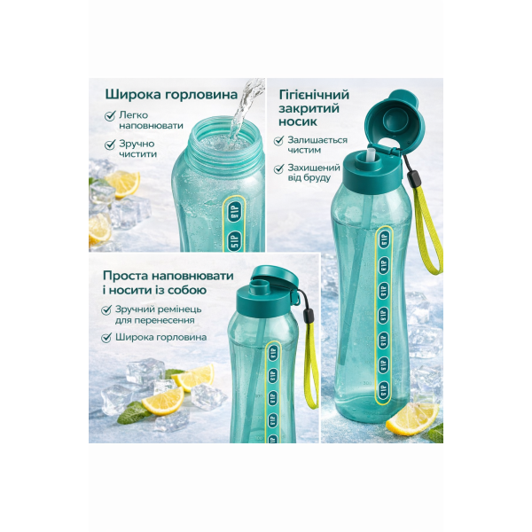 Эко-бутылка 1,2л Tupperware с клапаном бирюзовая