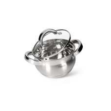 Каструля Fissman FELINA 14x8,5 см / 1,3 л. зі скляною кришкою нержавеющая сталь (5338)