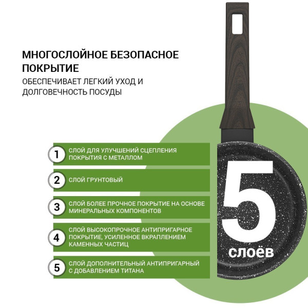 Ківш Fissman CARRIE 16x7,6 см/1,4 л зі скляною кришкою алюміній з антипригарним покриттям (14481)