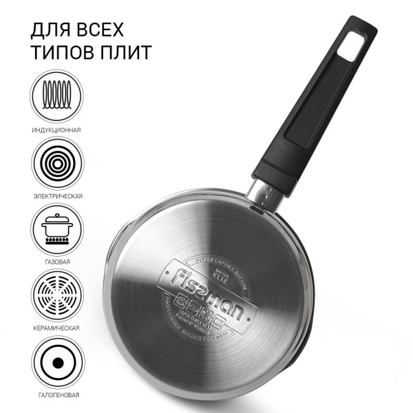 Ківш Fissman ELIZ 16x9 см/1,7л. зі скляною кришкою нерж. сталь (5316)