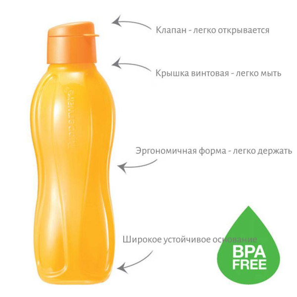 Еко-пляшка 0,75л із клапаном Tupperware помаранчева