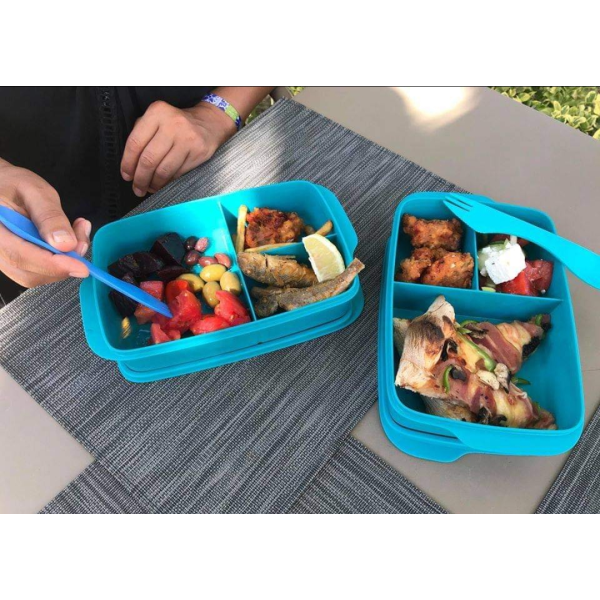 Ланч-бокс Перекус із роздільником Tupperware 1л герметичний бірюзовий